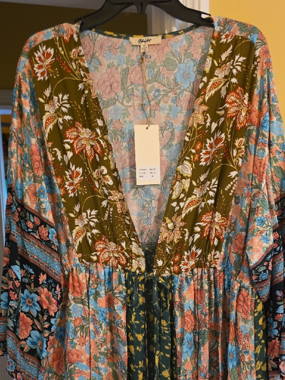 Boho Floral Patchwork Maxi Kimono - Picture 2 of 5